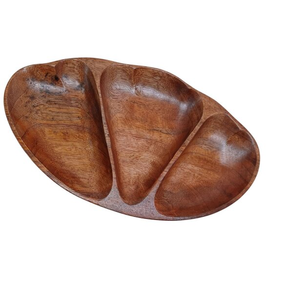 Alii Woods Honolulu Vintage Wood Tray Monkey Pod Wood 3 Sections - Picture 1 of 15
